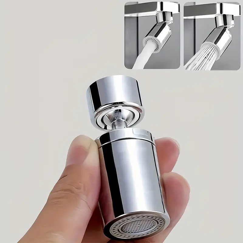 Elegant Compact Splash-Proof Kitchen & Bathroom Water Faucet, Dual Wash Modes, 360° Rotating Copper Alloy Spout, Ideal for Sink Installations