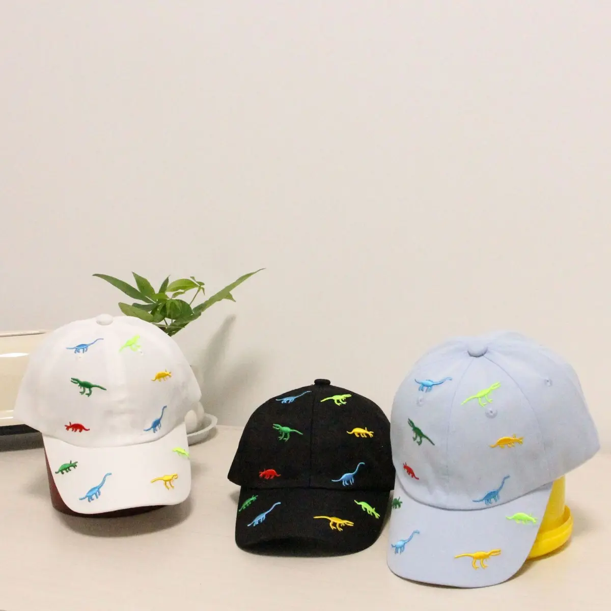 Toddler's Embroidered Dinosaur Baseball Cap, Casual Solid Color Headwear with an Adjustable Fit for Kids, Embroidered Adjustable Caps, Animals, Toddler Hats, Bold Dino Stitch