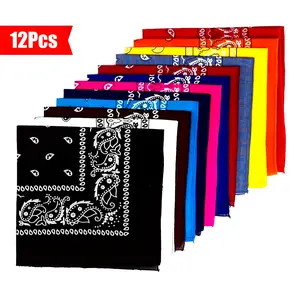 12pcs Colorful Paisley Bandanas - Soft, Breathable, and Absorbent Square Scarves for Cycling, Motorcycling & Outdoor Activities, Machine Washable, Large Size, Unisex
