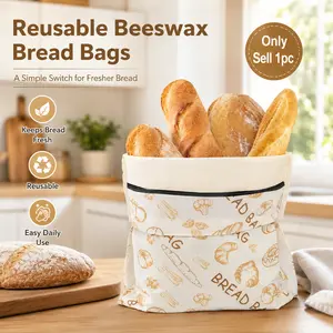 Reusable Beeswax Bread Bags - Large 17x13 Inch for Sourdough & Homemade Bread Storage, Beeswax Preservation, Kitchen Food Storage Bags, Snack Bags, Heavy Duty Food Bags for Travel, Easy to Clean & Daily Use, Washable, Ideal for Home Baking