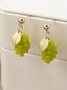 [Grape Earrings]1 Pair Cute Resin Grapes Fruit Drop Buckle Earrings, Women's Green Grape Cluster Earrings, S925 Post, Daily Wear Novelty Earrings, Christmas Jewellery, Women Ring, Christmas Earring