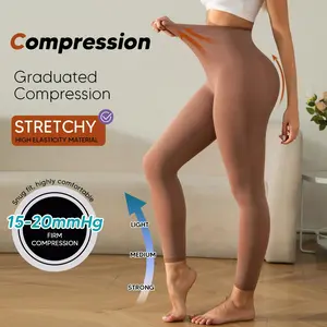 Women's 15-20mmHg Medical Nylon Elastic Footless Compression Pantyhose - Lady's Comfortable Lightweight Machine Washable Tights, Basic Slip-Resistant Leg Support, Casual Gradient Fit Shapewear (Multiple Colors)