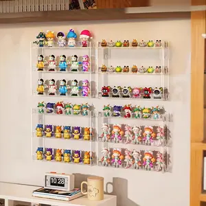 Blind box storage display rack, wall mounted figurine display box, transparent wall mounted multi-layer cute granule bar, color card storage rack