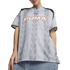 PUMA Mens Graphic V Neck Short Sleeve Jersey Casual Tops Casual - Grey