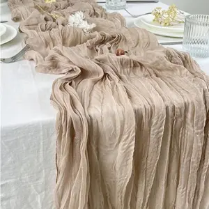 New Semi-Sheer Gauze Table Runner Sage Cheesecloth Table Setting Dining Vintage Wedding Party Christmas Banquets Arches Cake Decor Gifts