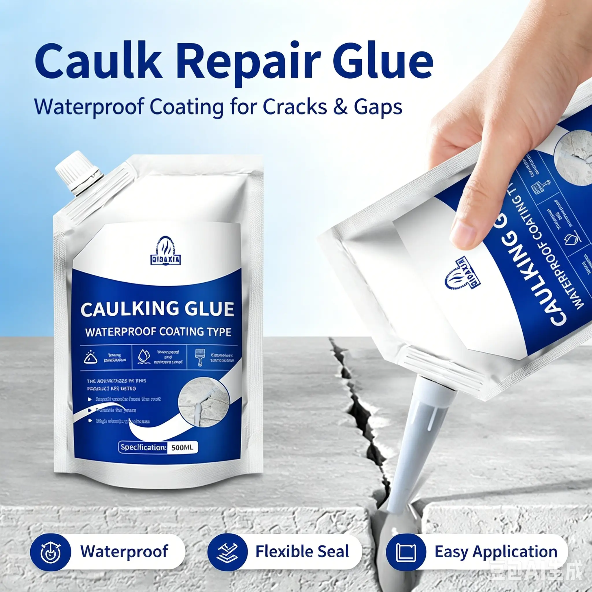 Heavy-Duty Waterproof Self-Leveling Concrete Sealant, Crack Filler for Driveway & Flat Roof Gaps, Easy-Application DIY Home Maintenance Kit for DIY Users (Suitable for Pipes, Walls, Sidewalks), Outdoor