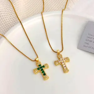 Women's Fashion Light Luxury Full Zircon Emerald Pendant O-shaped Chain Multifunctional Necklace Accessories