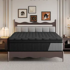 【10/12/14 Inch】Twin Full Queen King ,black Hybrid Memory Foam Mattress in a Box | Pocket Spring + Zoned Support | Soft and Comfortable, Pressure Relief, Medium Firmness, CertiPUR-US Certified(mattresses | queen size mattress | full size mattress)