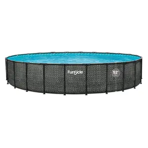 Funsicle 24' x 52" Oasis Designer Round Above Ground Pool, Dark Herringbone