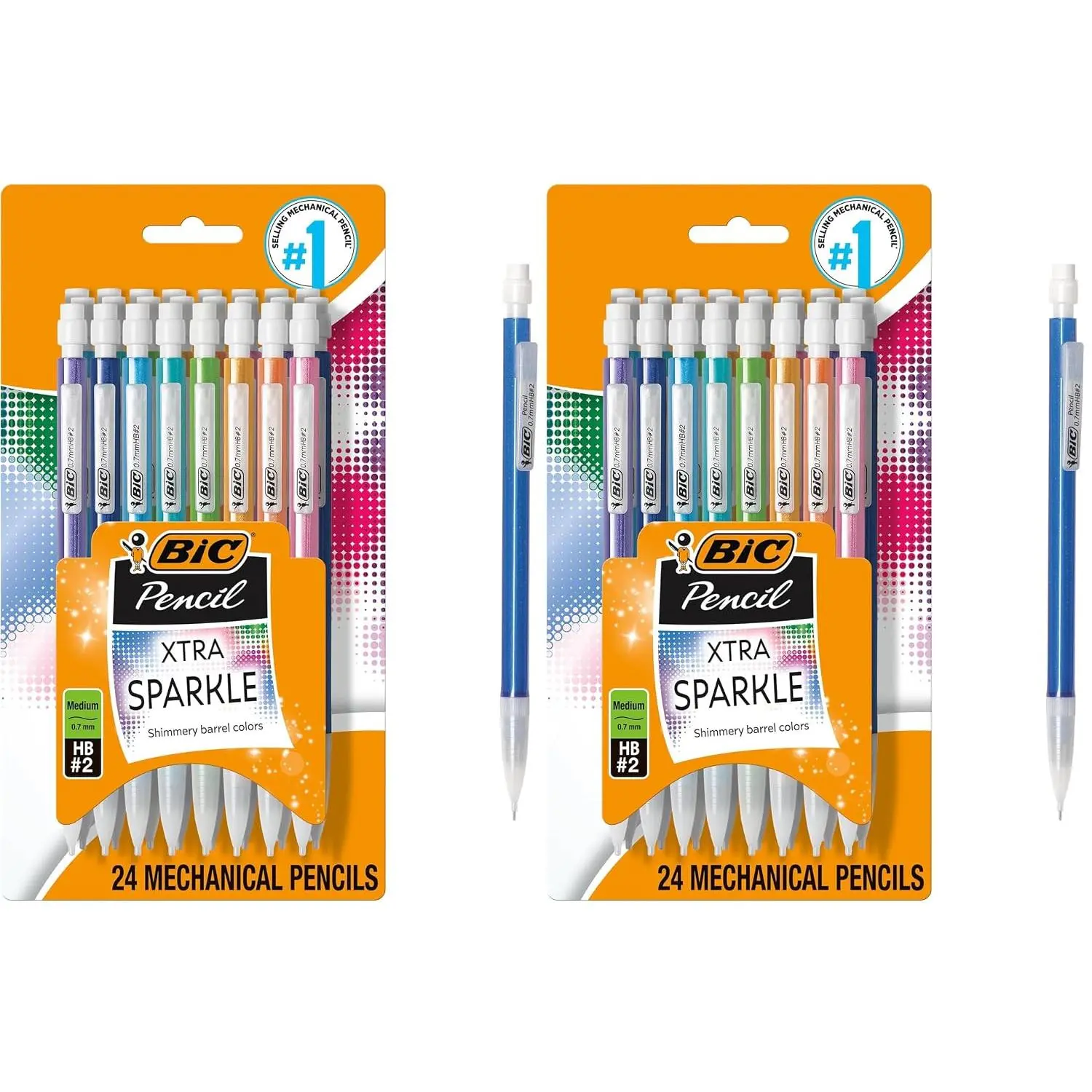 BIC Xtra-Smooth Pastel Mechanical Pencils, Medium Point, 0.7mm, 24-Count | Bulk Pack for School or Office Use | Smooth Writing Experience | No. 2 Lead for Standardized Tests