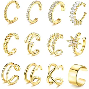 9Pcs Ear Cuff 14K Gold Plated Cuff Earrings Gold Ear Cuffs Non Pierced Ear Clips Cartilage Earring Fake Earrings