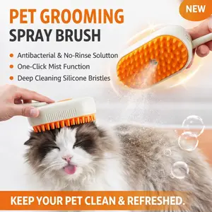 Electric Pet Steam Spray Comb – One-Button Mist Grooming Brush for Cats & Dogs, Detangling & Shedding Control Tool