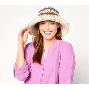LOGO by Lori Goldstein Beach to Street Multi Color Straw Hat