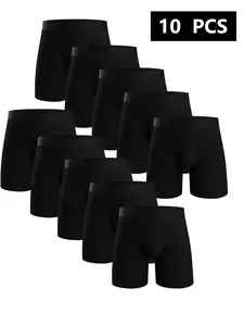 Men's Fashion Casual Sports Underwear Set, 10-Piece Anti-Friction Long Briefs, Ultra-Soft Breathable Comfort for Daily Wear