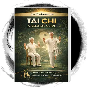 Daily 10-Minute Tai Chi Health Book, International Standing & Seated Posture Lessons, Beginner Home Fitness Guide, Traditional Oriental Tai Chi Tutorial. Relieve stress, improve posture, global wellness practice, easy for beginners to stay healthy.