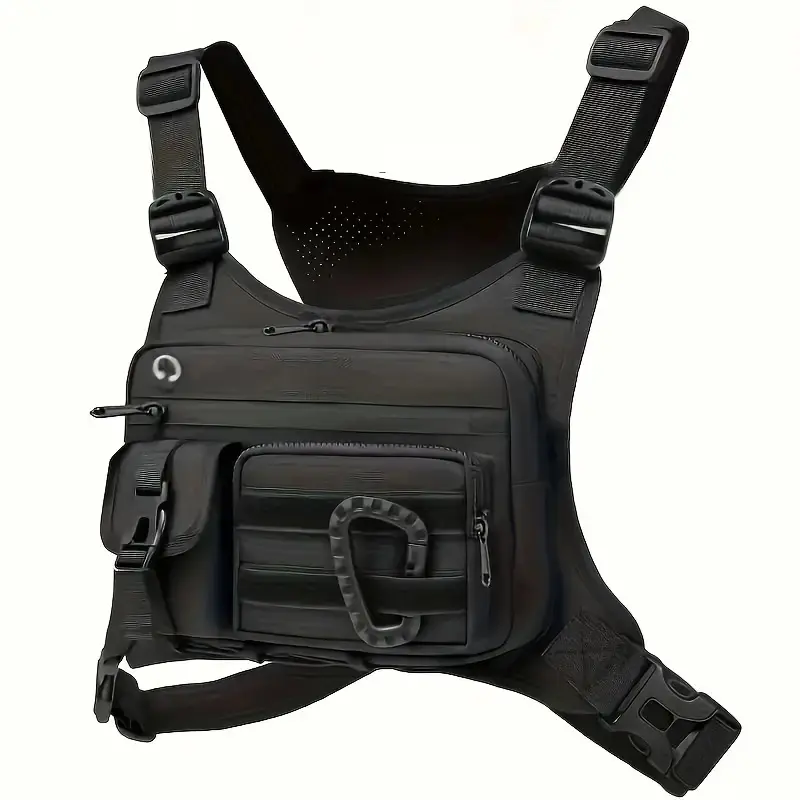 Thousand Fish Tactical Chest Bag & Vest - Tactical EDC Chest Pack Rig with Zipper Closure, Adjustable Strap, Quick-Access Pockets - Lightweight Outdoor Running, Cycling, Hunting, Fishing Gear for Men & Women Activewear Holsters