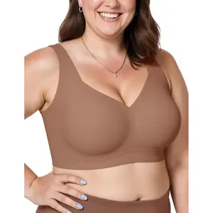 Women's Plus-Size Minimizer Bralette 2026, Soft Wireless Push-Up Comfortable Lady Apparel Piece, Full Support, Lift Back Coverage, Breathable Basic Fabric, Stylish Minimalist Fit Everyday Underwear for Older Women, Garment, Simple, Women's Clothes, Clothe