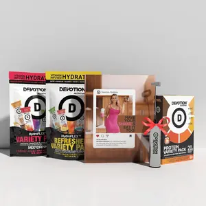 Devotion Nutrition Ultimate Starter Pack (HydroFLEX Original Variety 12-Pack, HydroFLEX Refresher Variety 12-Pack, Rechargeable Travel Frother, Paperback Cookbook: Have Your Shake & Eat It Too!)