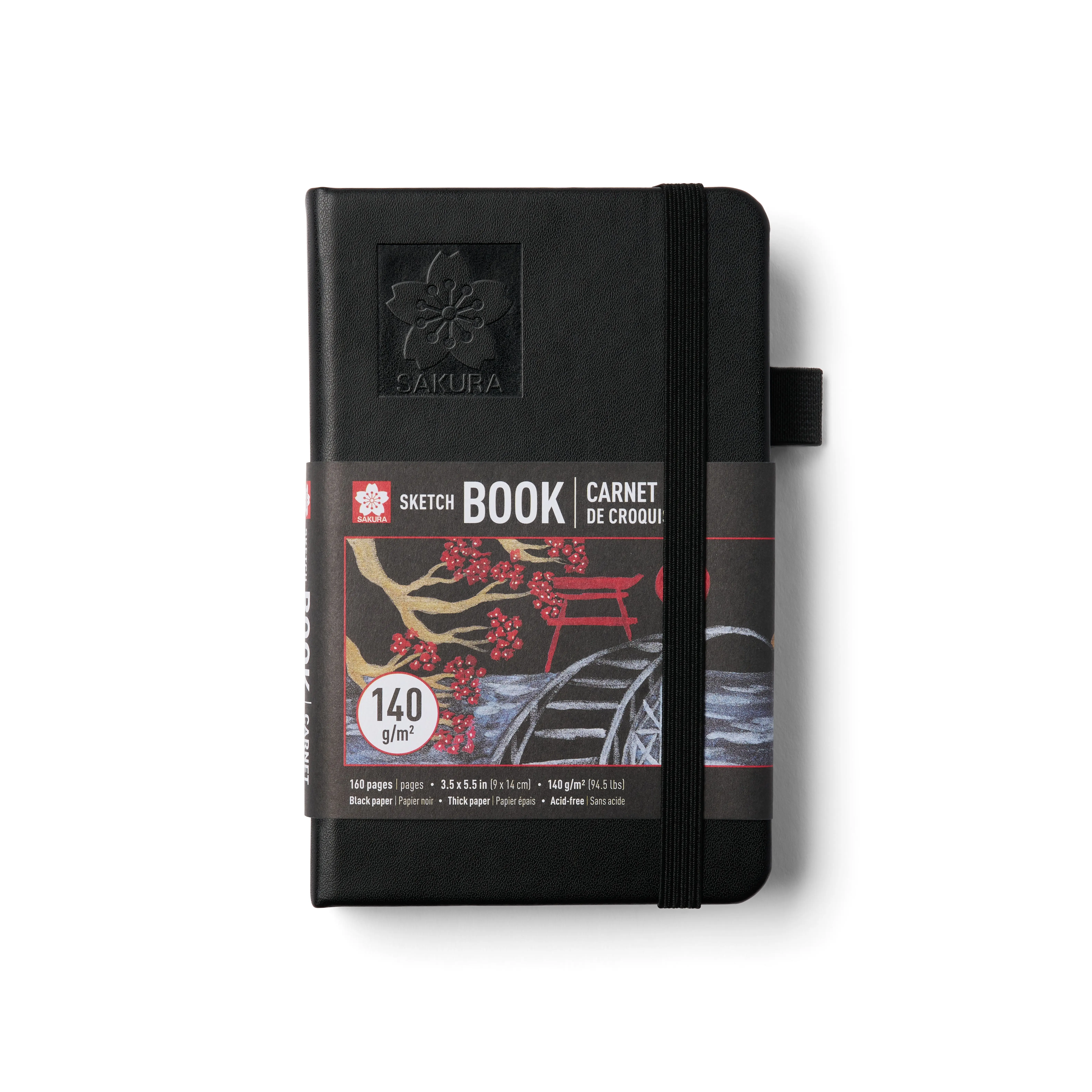 Sakura Pocket Sketchbook, Black Notebook, Office Stationery Supplies, Mini Useful Gifts for Adults
