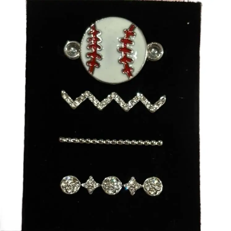 Baseball 4pcs Smart Watch Charm Set with Sparkling Accents for Stylish Wear - Sports Accessories Trendy Fashionable Accessories Wristlet Charms