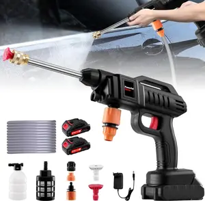 Cordless Pressure Washer, Portable Battery Pressure Washer, 60Bar/870 PSI High Pressur Washer Gun with 2 Nozzles, 2 Battery, 5m Hose Cordless Jet Washers/Pressur Washer for Car/Floor/Patio