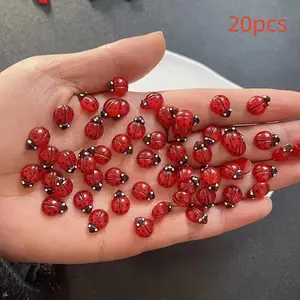 Mini Glowing Ladybug Shaped Resin Beads, 20pcs/set DIY Decorative Accessories, Jewelry Making Supplies, DIY Jewelry Decoration, Home Decor Ornaments, Crafts