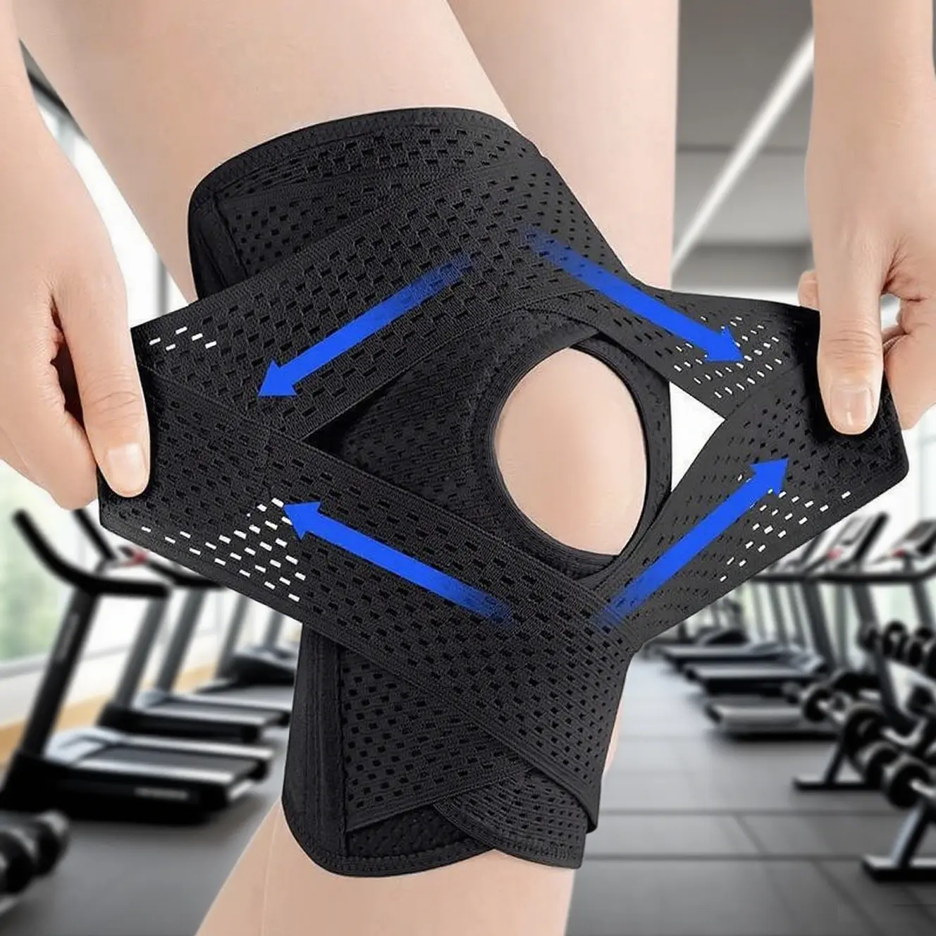 Air Mesh Fabric Patella Knee Strap for Knee Pain Relief – Adjustable Brace for Women & Men, Ideal for Running, Basketball, Volleyball, Squats, Tendonitis, and Jumper’s Knee Support