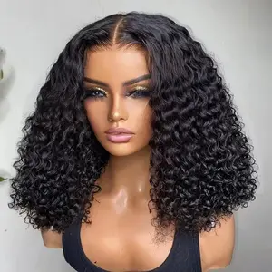 Wear And Go Glueless BOB Human Hair Wig Peruvian Deep Wave Curly Short Bob 6x4 HD Pre Cut Glueless Water Wave Wig 100% Human Hair For Women Ready To Wear And Go On Sale
