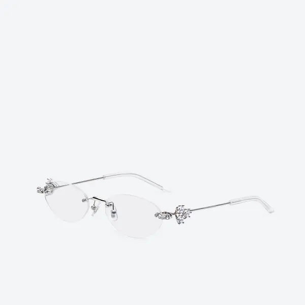 GENTLE MONSTER Orora 02 Silver Frame Clear Lenses Oval Shape