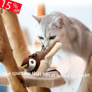 Interactive Flapping Cat Toy Bird, Electric Moving Chirping Kitten Plush Toys, USB Rechargeable Motion Activated Wiggling Bird for Indoor Cats