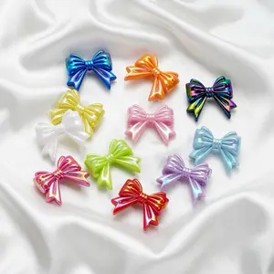 Acrylic Bown - Beautiful Beads Colorful Decor Ornament for Pens Chain 31.8x36mm 22pcs Pack DIY Jewelry Making Supplies