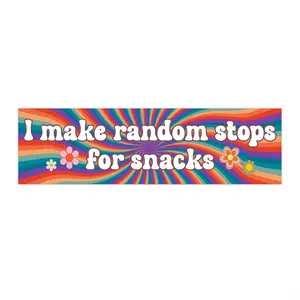 I Make Random Stops For Snacks Bumper Sticker Girly Bumper Sticker Humor Bumper Sticker It Girl Sticker Retro Bumper Girly Retro Sticker