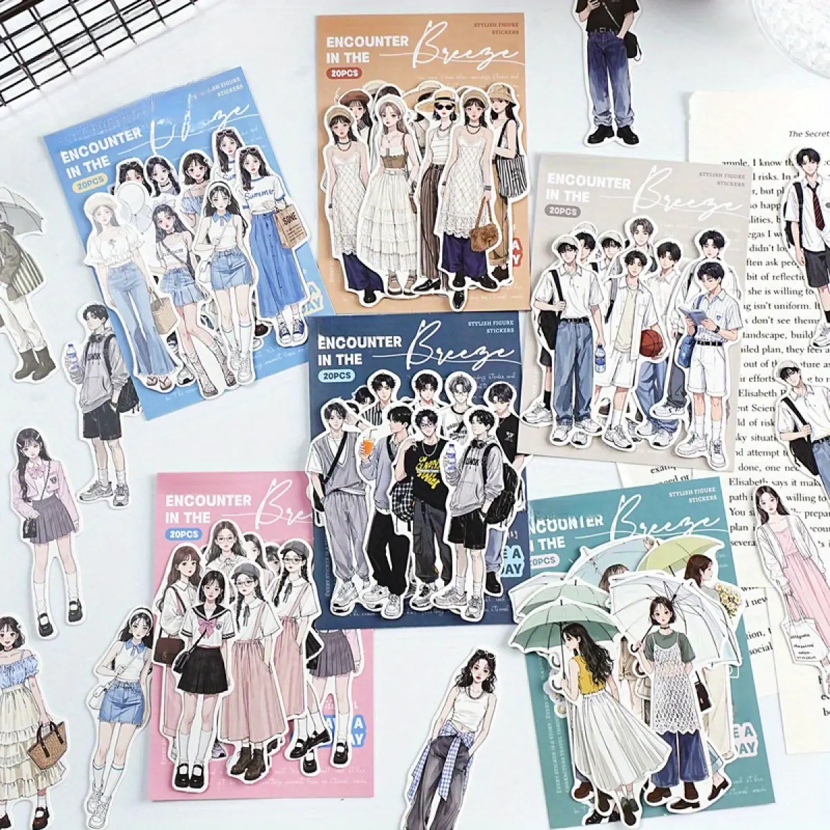 120-Piece Korean INS Character Aesthetic Sticker Collage Pack, Cute Light Retro Hard Cassette Tape Adhesive Labels & Stickers, Office Stationery for DIY Crafting Scrapbook Projects, Aesthetic Stickers, 120 Pieces