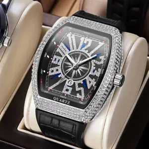 Luxury Men's Vintage Barrel Watch | 43mm Analog-Digital Display with Crystal Accents & Genuine Leather Strap | Elegant Quartz Timepiece for Business Meetings, Date Nights & Sophisticated Daily Style - Perfect Gift for Him