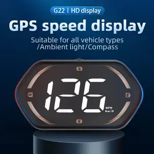 Car Speed Display Instrument with Atmosphere Light Compass Vehicle Speed Indicator Easy Suction Cup Stand Type C Interface Portable Outdoor