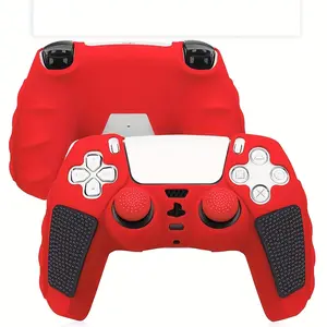 Suitable for Sony PlayStation5 Silicone Protective Case Soft Case with 8 Joystick Caps Game Console Protective Cover Easy to Install Convenient to Carry Shockproof Anti-fingerprint