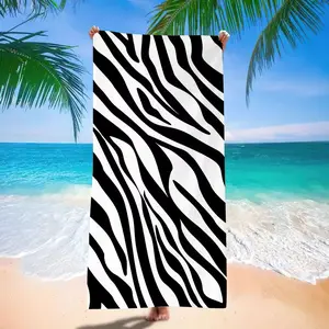 Zebra Striped Microfiber Beach Towel, Super Absorbent Soft Adult Swimming Bath Towel, Summer Must-Have, Beach Essential