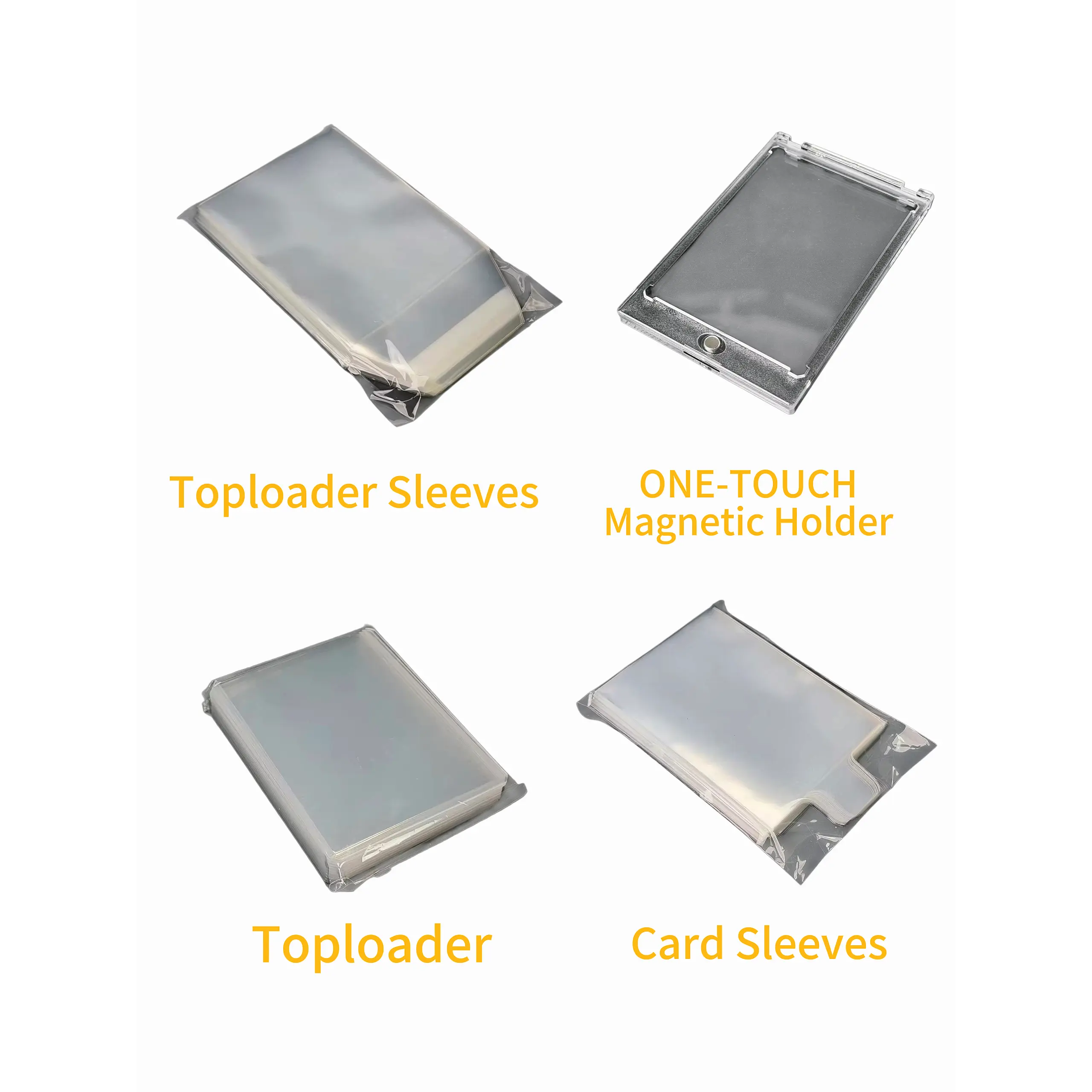Pokemon TCG Card Supplies Bundle: ONE-TOUCH Magnetic Holder,Penny Sleeves, Toploaders & Resealable Sleeves  for Standard Size Cards，fits Pokemon, Riftbound, One Piece Card Game OPCG etc.