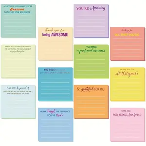12pcs Employee Appreciation Sticky Notes, Thank You Gifts Bulk Note Pads with Sayings, Make a Difference, Encouragement, Gratitude, Reminder, Teacher Gift, Mini Pocket Inspirational Notepads