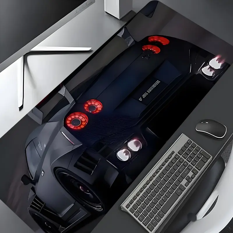 Cyberpunk Black Sport Car Design Gaming Mouse Pad, Computer Mouse Pad, Non Slip Mousepad, Desktop Drotection Pad, Washable Rubber Pad Non-Slip Lock Edge Multi-Size Mouse Pad Suitable For Home Office, Good Gift for Family and Friends, Desk Accessories