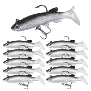 Soft Fishing Lures Shad Minnow Swimbaits, Pre-Rigged Jig Heads Paddle Tail Swim Baits for Bass, Trout, Walleye, Crappie, Sinking Jigs Bait for Saltwater Freshwater, Fishing Gifts for Men