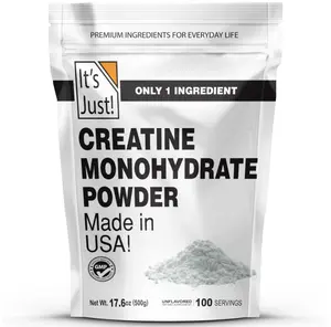 It's Just! - Creatine Monohydrate Powder, Pure Creatine Powder, Made in USA, 3rd Party Lab Tested, 5g Per Serving, Scoop Included, No Fillers, No Added Flavor (Unflavored, 500g / 100 Servings)