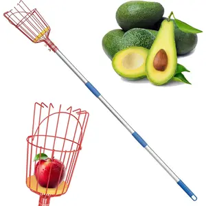 Swiilpo Fruit Picker, 8 ft Long Fruit Picker Pole with Basket Telescoping, Apple Fruit Tree Picker with Pole Extendable, Fruit Grabber & Cather with Stainless Steel Pole for Mango, Orange, Fig, Lemon survival shovelQuesear