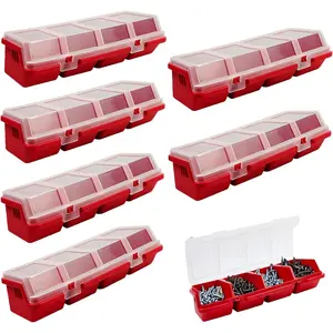 6 Pcs Screw Organizers Storage Bins with Lids, Plastic Stackable Hardware Organizer Box for Garage Nails/Craft Tool Organizing, Tool Cart Cabinet Workbench Drawers with Compartment Bolt Organizer