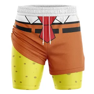 2025 SpongeBob Squarepants 2-in-1 Performance Shorts, Gym Workout Printed Sports, Jogging Pants, Fitness Workout Track Shorts Clothes, Perfect Gift
