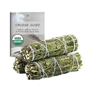 Ruda Rue Sage Smudge Sticks with Smudge Guide, 3-Pack