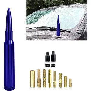 New Upgrade 1 PC Car Bullet Antenna, 50 Cal Bullet Antenna, Antenna Topper Replacement, Heavy Duty Pickup Truck Accessories, Fit for GM Chevy Silverado 1500 2500 3500 HD GMC Sierra 1500 2500 3500 (Blue)