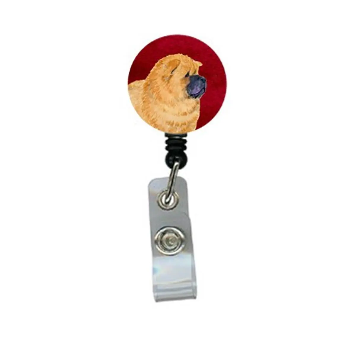 Chow Chow Round Retractable ID Badge Holder with Belt Clip (2 x 1 x 4 in) - Office, School Identification Supply for Work
