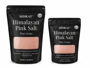 SIDRAT Himalayan Pink Salt Fine Grain – Natural Mineral Rich Cooking Salt, Non Iodized, Resealable Pouch (1 lb, 2 lb)