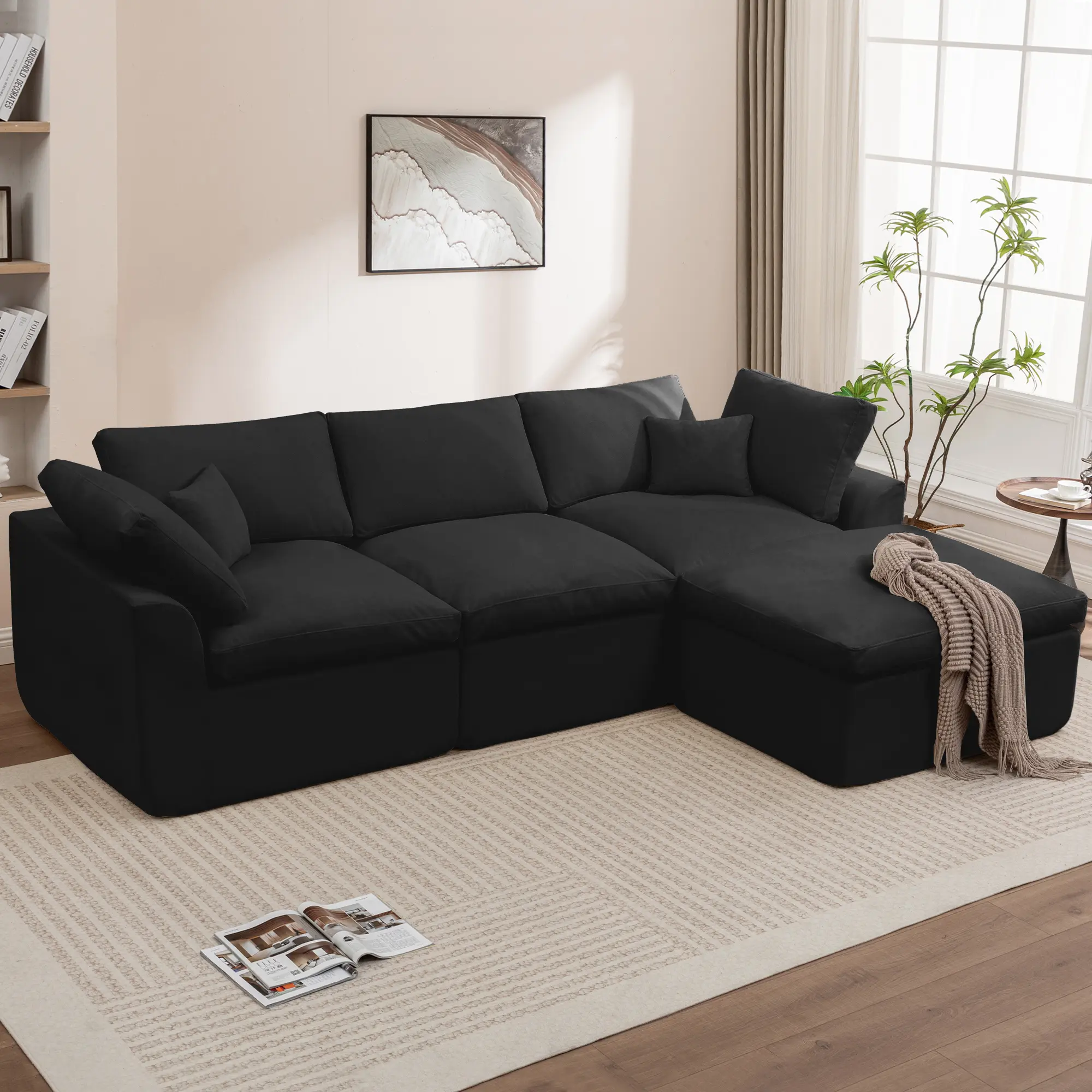 Korser Modern Modular L-Shaped Recliner Sectional Upholstered Sofa - Sturdy Upgraded Independent Pocket Spring Base, Soft Chenille Fabric, Layered Memory Sponge Padding, Deep Seat Living Room Couch, No Assembly Needed, Ships in 2 Packages, Modern Sofas